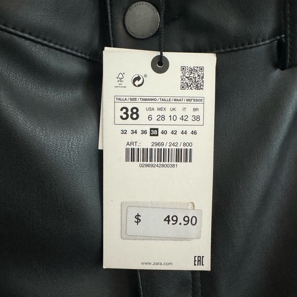 NWT | Zara | Faux Leather 90’s Wide Leg Pant - Picture 14 of 17